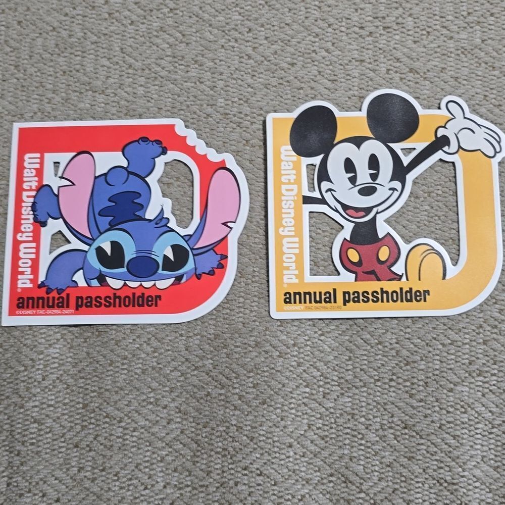 Disney Stitch And Mickey Mouse Annual Pass Magnets - Set Of 2